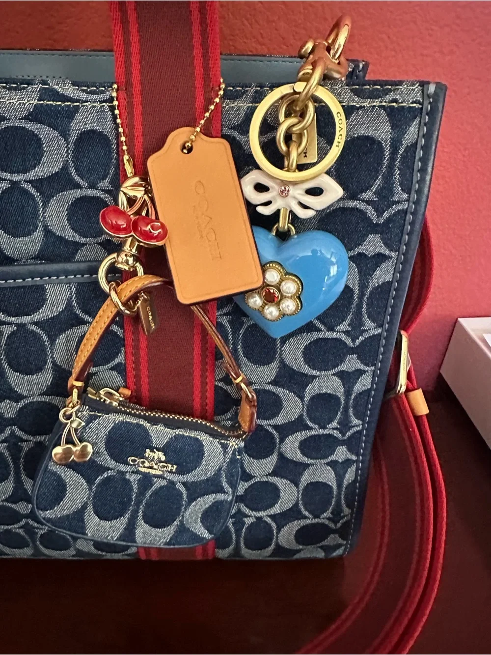Coach blue signature denim Smith tote bag